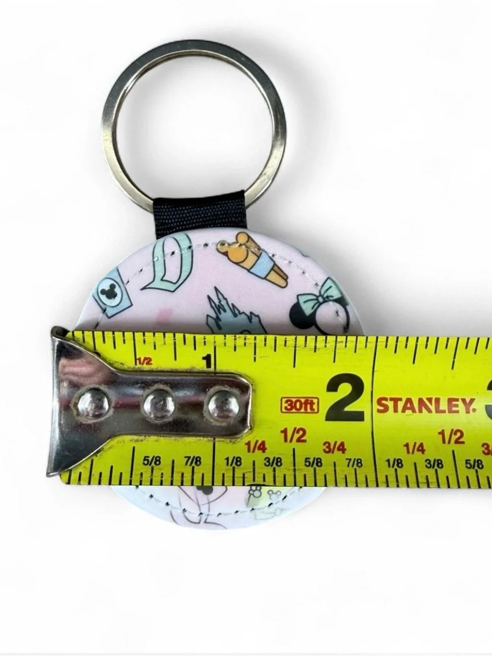 Cute Park Treats & Castle Leatherette Keychain Pastel Pink & Glitter Keyring